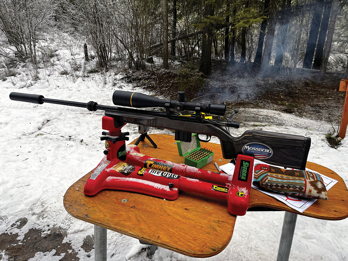 The test rifle was Mossberg’s MVP Varmint, which includes a tactical-style laminated wood stock and feeds  from an AR-style magazine. Unfortunately, it is no longer  offered in the 204  Ruger chambering.